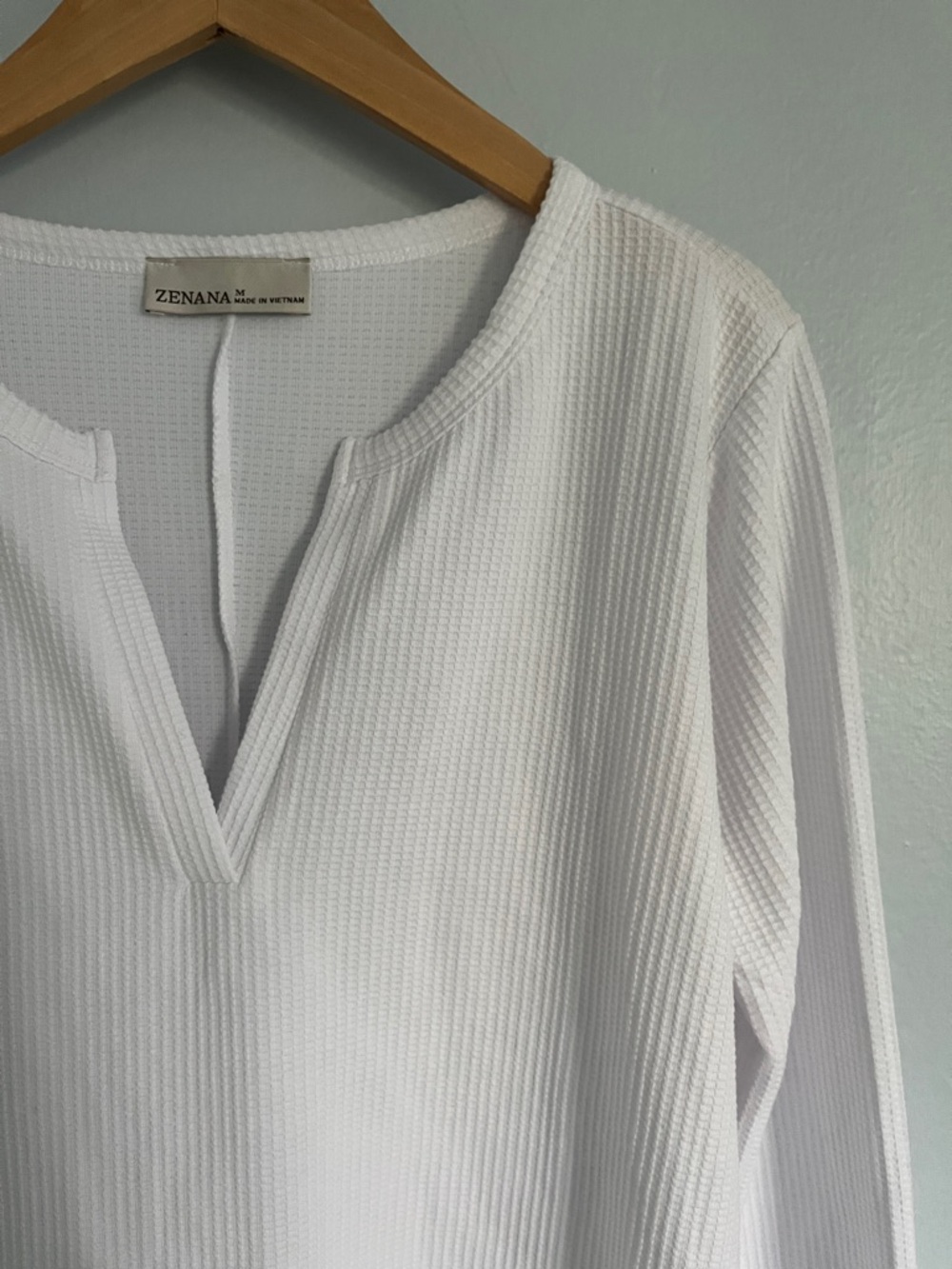 Waffle Knit Notch Neck Tee